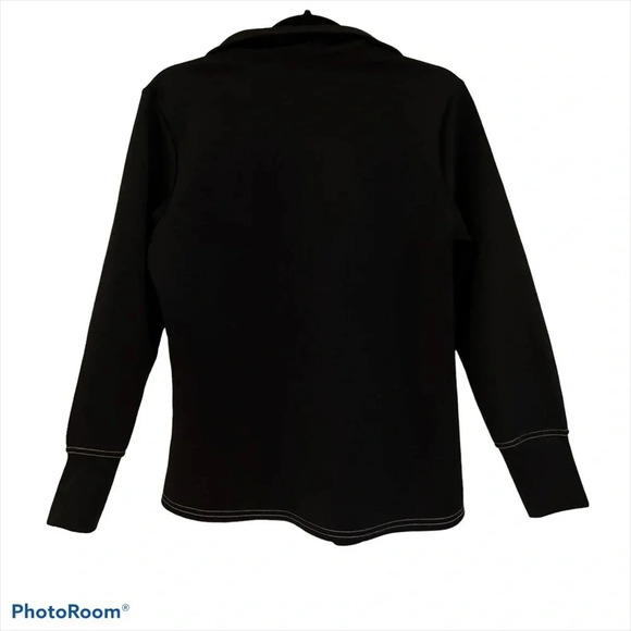 Pretty little thing black white lined button down long sleeve shirt Sz 6 - Picture 4 of 11